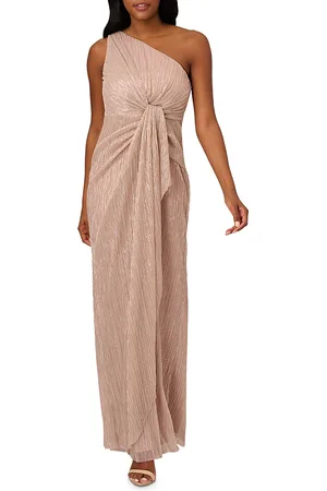 Adrianna Papell Stardust Pleated One Shoulder Gown