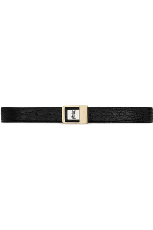 Saint Laurent Female Buckle Belt in Crocodile-Embossed Leather