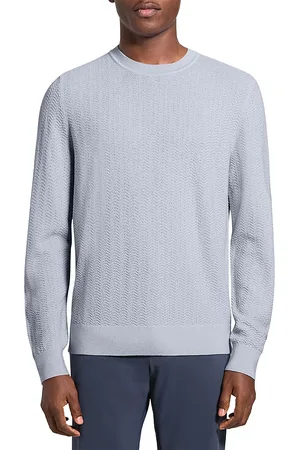 THEORY Long Sleeve Crewneck Herringbone Knit Sweater