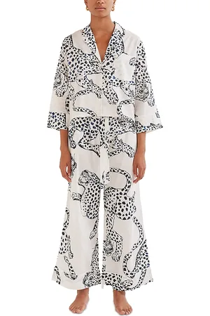 Desmond & Dempsey Jag Print Wide Leg Pajama Set