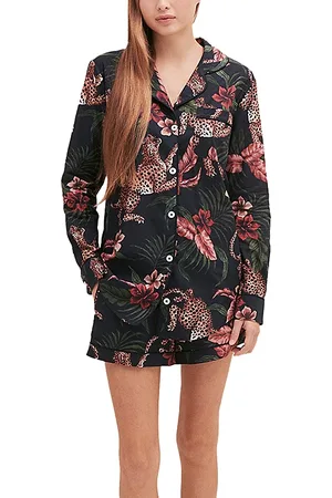 Desmond & Dempsey Soleia Print Long Sleeve Pajama Set