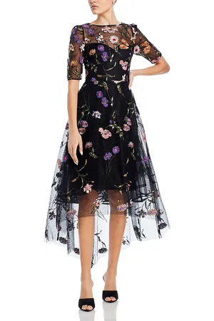 Teri Jon by Rickie Freeman Floral Embroidered Tulle Dress