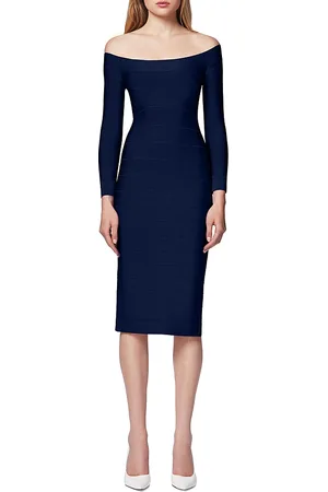 Hervé Léger Icon Scoop Neck Midi Dress