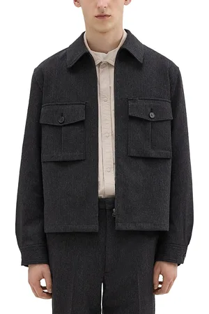 THEORY Project Pinstripe Flannel Shirt Jacket