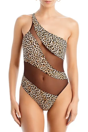 Norma Kamali Leopard Print Mesh One Piece Swimsuit