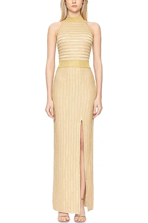Hervé Léger Halter Eyelash Knit Gown