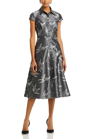 Aidan Mattox Floral Jacquard Midi Dress