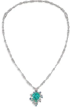 Anabela Chan 18K White Gold-Plated Constellation Blue Motif Lab-Created Gemstone Convertible Pendant Necklace, 16.14