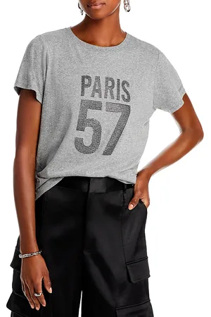 Cinq A Sept Rhinestone Paris Cotton Tee