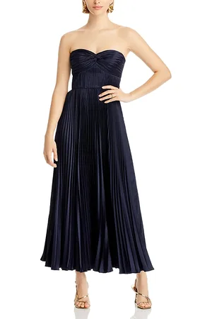 AMUR Ruched Bustier Pleated Dress
