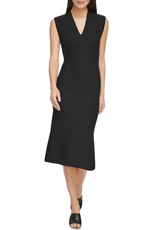 DKNY Wide Rib Sleeveless Midi Dress