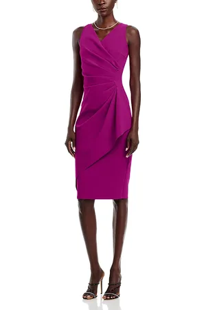 CHIARA BONI Gathered V Neck Midi Dress