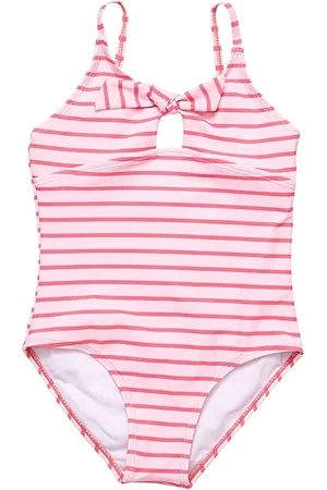 Snapper Rock Unisex Coral Stripe Sustainable Bow Swimsuit