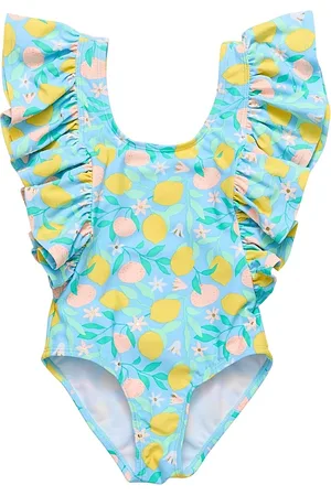 Snapper Rock Unisex Lemon Drops Wide Frill Swimsuit-Baby