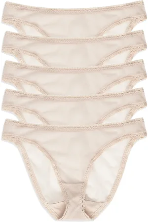 On Gossamer Mesh Hipster Bikinis, Set of 5