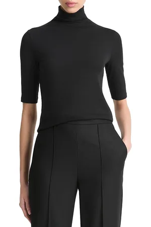 Vince Cashmere Elbow Sleeve Turtleneck Sweater