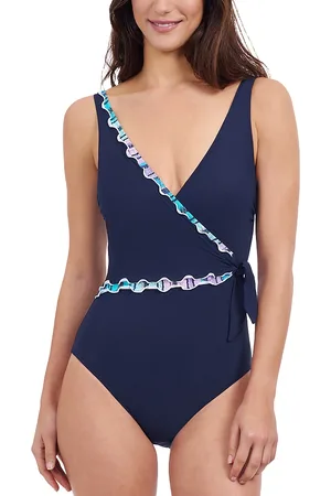 gottex V Neck Tie Waist One Piece Swimsuit