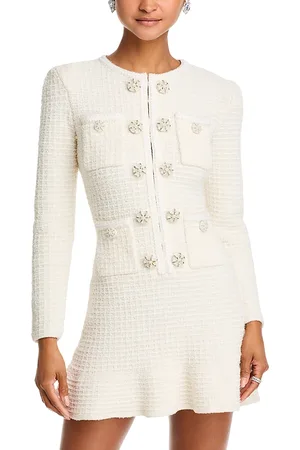 Self-Portrait Tweed Long Sleeve Mini Dress