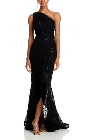 Teri Jon by Rickie Freeman Sequin Embroidered One Shoulder Gown