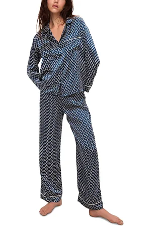 Eberjey Inez Printed Washable Silk Long Pajama Set