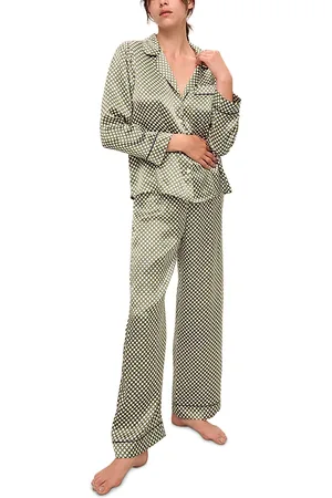 Eberjey Inez Printed Washable Silk Long Pajama Set