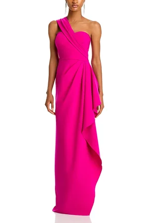 Teri Jon by Rickie Freeman One Shoulder Side Drape Gown