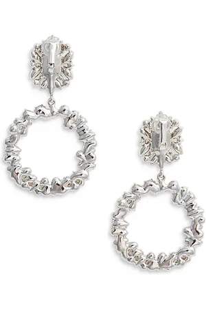 Self-Portrait Crystal Hoop Clip On Earrings
