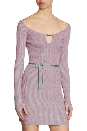 VERSACE Rib Knit Shimmer Dress
