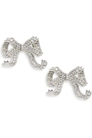 Self-Portrait Crystal Bow Clip On Earrings