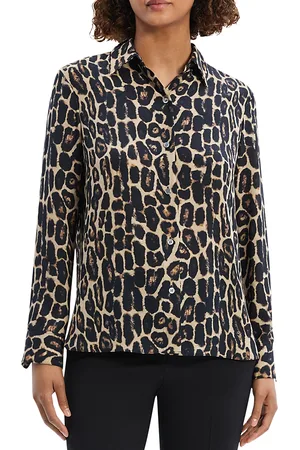 THEORY Leopard Straight Blouse