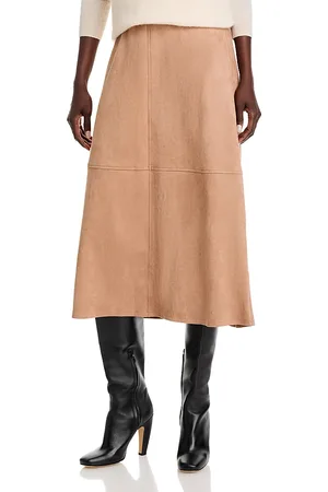 SINGLE THREAD Faux Suede A Line Skirt