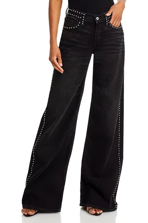 RE/DONE Studded Mid Rise Wide Leg Jeans in