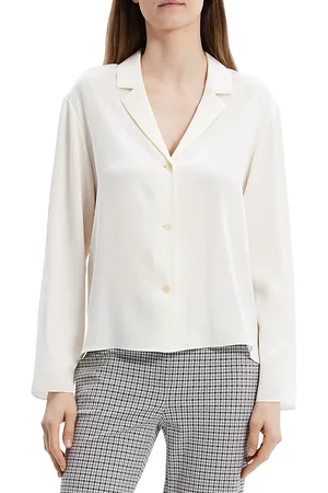 THEORY Silk Button Up Blouse