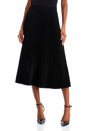 THEORY Wool Pleated Midi Skirt