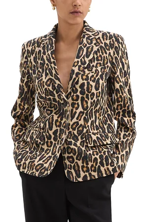 THEORY Two Button Leopard Print Blazer