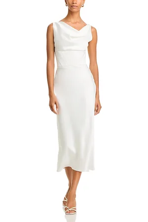 Amsale Cowlneck Corset Midi Dress