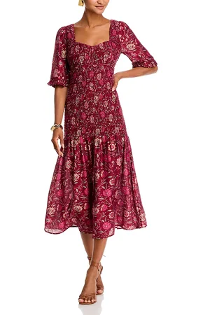 SEA Famke Smocked Midi Dress