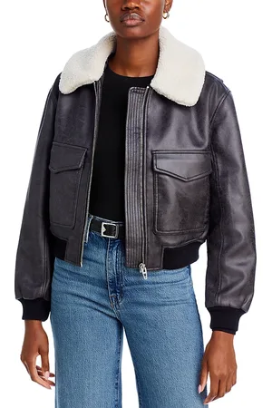 BLANK NYC Faux Leather & Shearling Slim Fit Flight Jacket