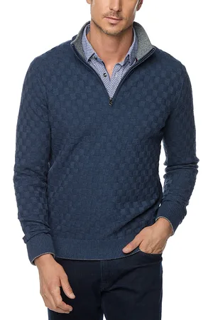 Robert Graham Gavino Cotton Check Classic Fit Quarter Zip Sweater