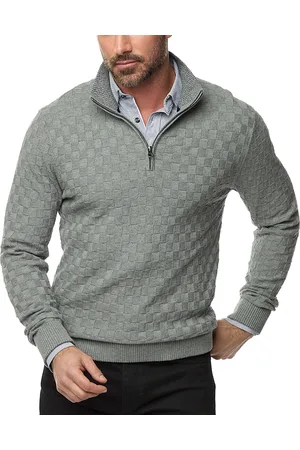 Robert Graham Gavino Cotton Check Classic Fit Quarter Zip Sweater