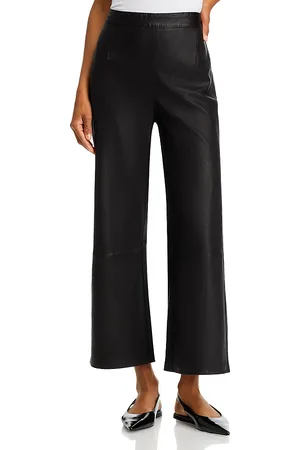 Frame Leather Cropped Wide Leg Pants