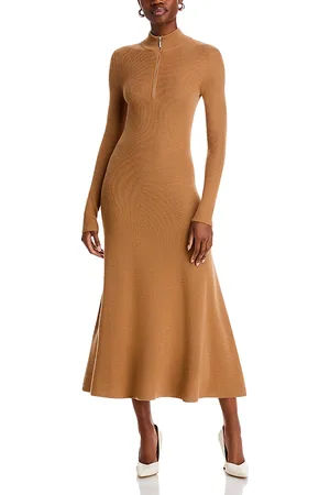 ROSETTA GETTY Ribbed Zip Up Turtleneck Dress
