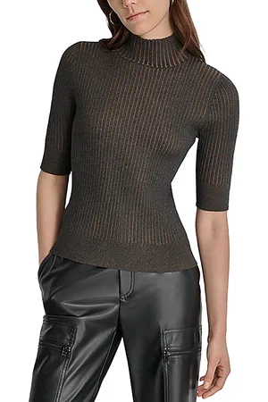 DKNY Mock Neck Ribbed Sweater