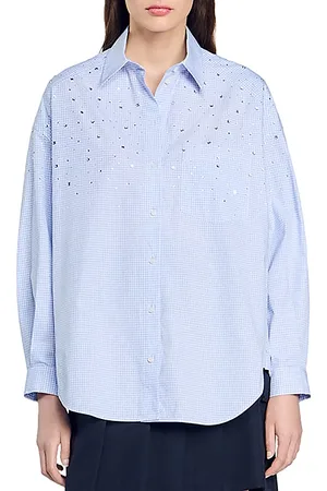 Sandro Noeud Checkered Blouse