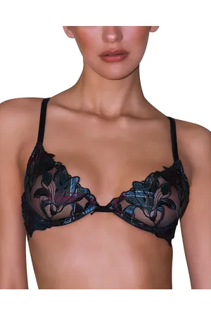 FLEUR DU MAL Lily Embroidered Plunge Demi Bra