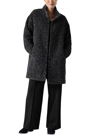 Eileen Fisher High Collar Boxy Long Sleeve Coat