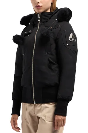Moose Knuckles Debbie Shearling Trim Down Bomber Jacket