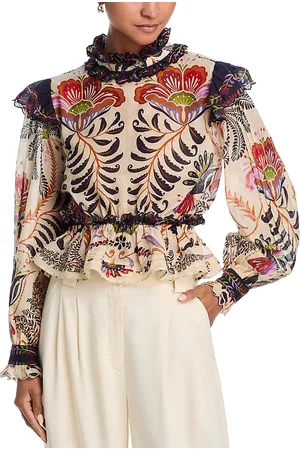 Farm Rio Ruffled Long Sleeve Blouse