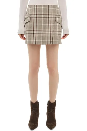 Simkhai Payton Check Wrap Mini Skirt