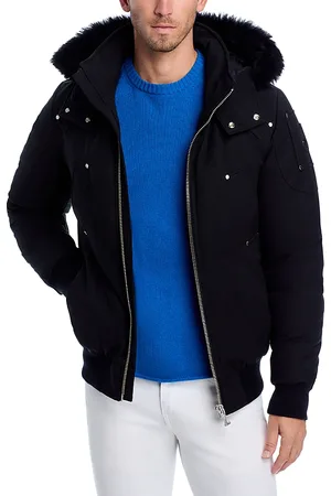 Moose Knuckles Shearling Trim Down Bomber Jacket